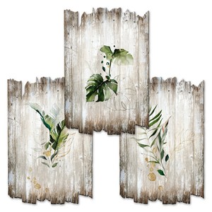Botanik Deko 3er Wandbilder Shabby Holzschild Landhaus Deko Wohnzimmer Ebay