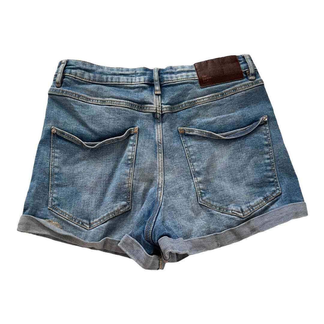 Zara TRF Womens Jean Shorts Size 4 Cuffed Light Wash Mid Rise Jean