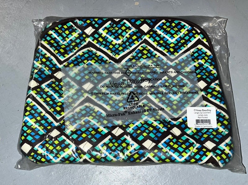 Vera Bradley Large Zip Cosmetic Rain Forest Retired Print NWT!