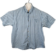 Wrangler Button Down Short Sleeve Men's Size XL Blue Plaid 100 Cotton Pocket