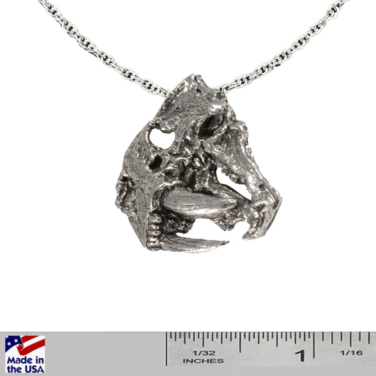 AMiGAZ Silver Saber Tooth Pendant Stainless Steel Ball Chain Necklace -  NSBC-SBT - Dennis Kirk