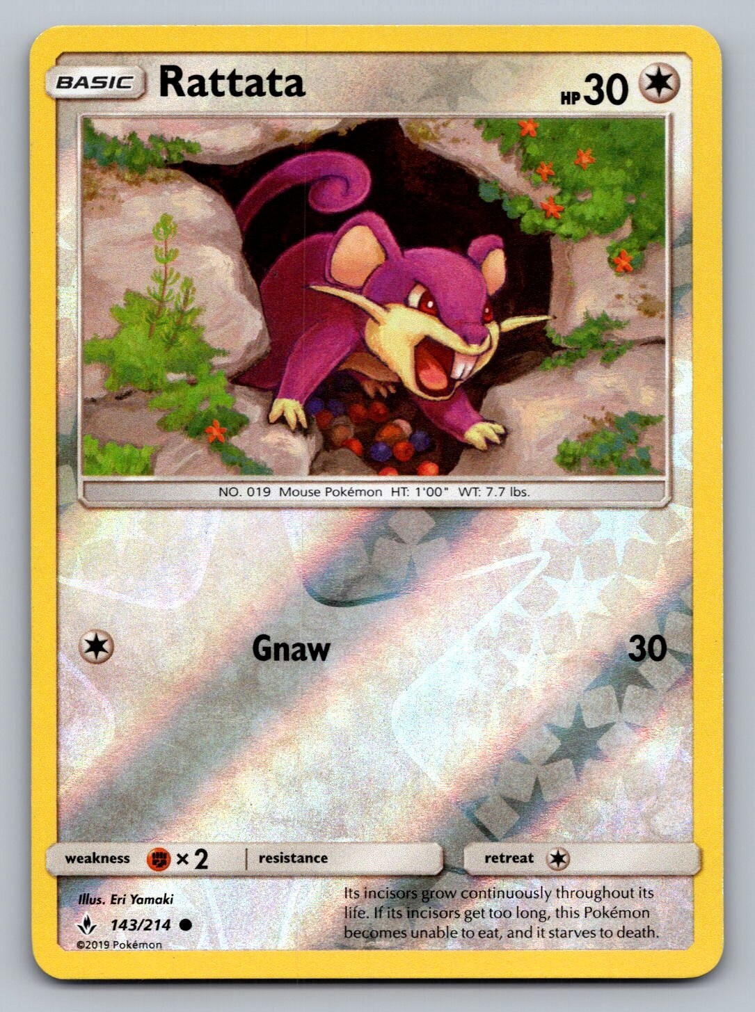 Pokemon TCG Unbroken Bonds Rattata #143 Reverse Holo