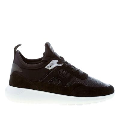 HOGAN women shoes Interactive Cube black suede fabric slip-on sneaker paillettes