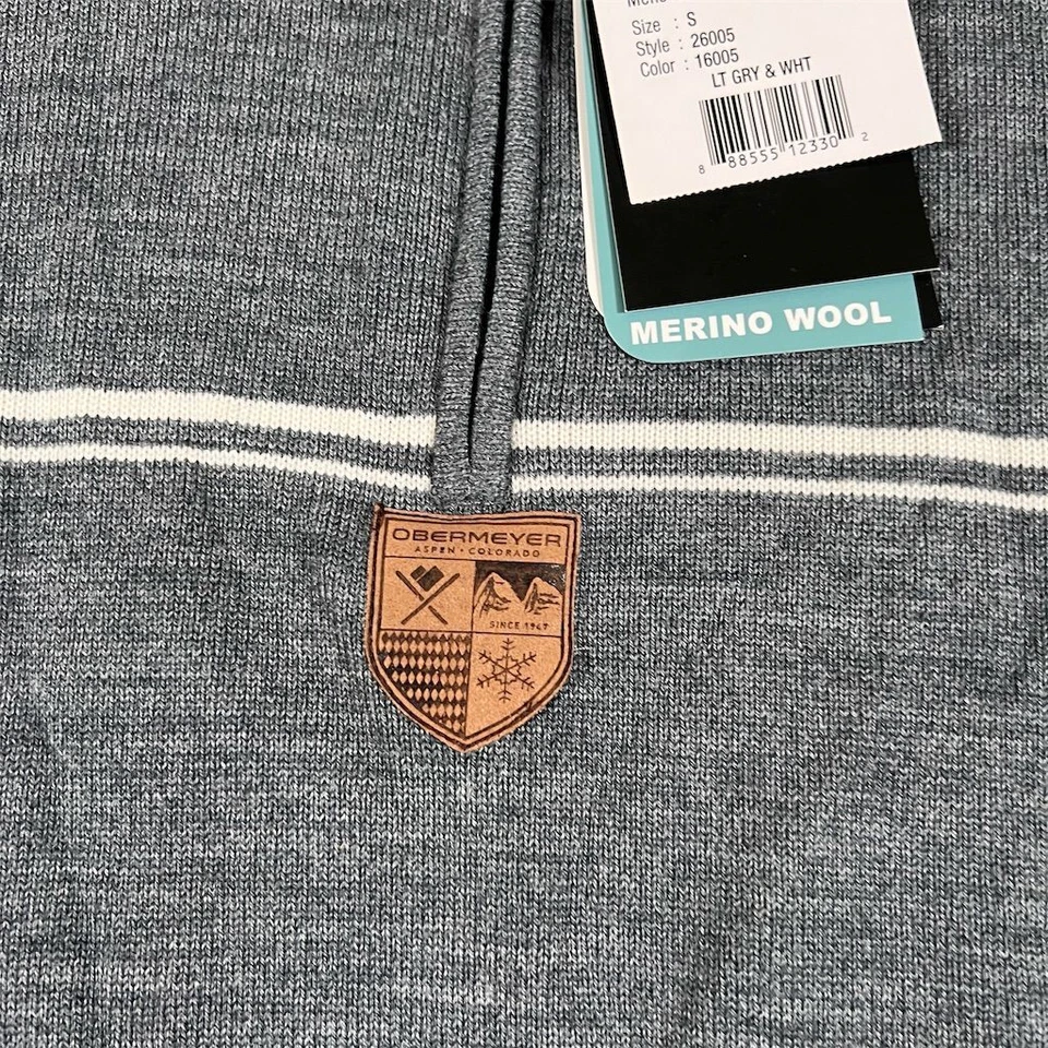 Obermeyer Men's Zurich 1/2 Zip Sweater Small Merino Wool Blend Gray Warm Soft - Image 4 of 4