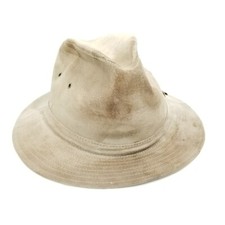 Vintage Stetson Hat Men Beige 7 7.5 Leather Fedora SDJ60 Safari Made in USA