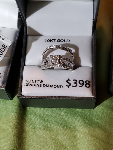 Anillo de compromiso de oro blanco de 10k y diamantes genuinos de 1/3 CTTW NUEVO EN CAJA. - Imagen 3 de 15