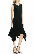 $210 Vince Camuto Women's Black Solid Handkerchief hem Sleeveless Dress Size 0