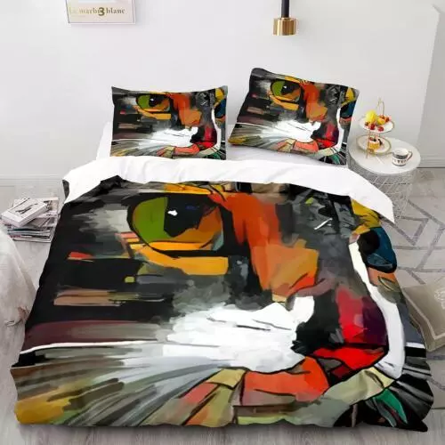 Cats Quilt Duvet Cover Pillowcase Pets Bedding Set Single Double King Size Hot - Picture 29 of 63