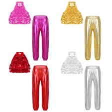 Kids Girls Crop Top With Pants Gymnastic Vest And Trousers Exercise Outfits