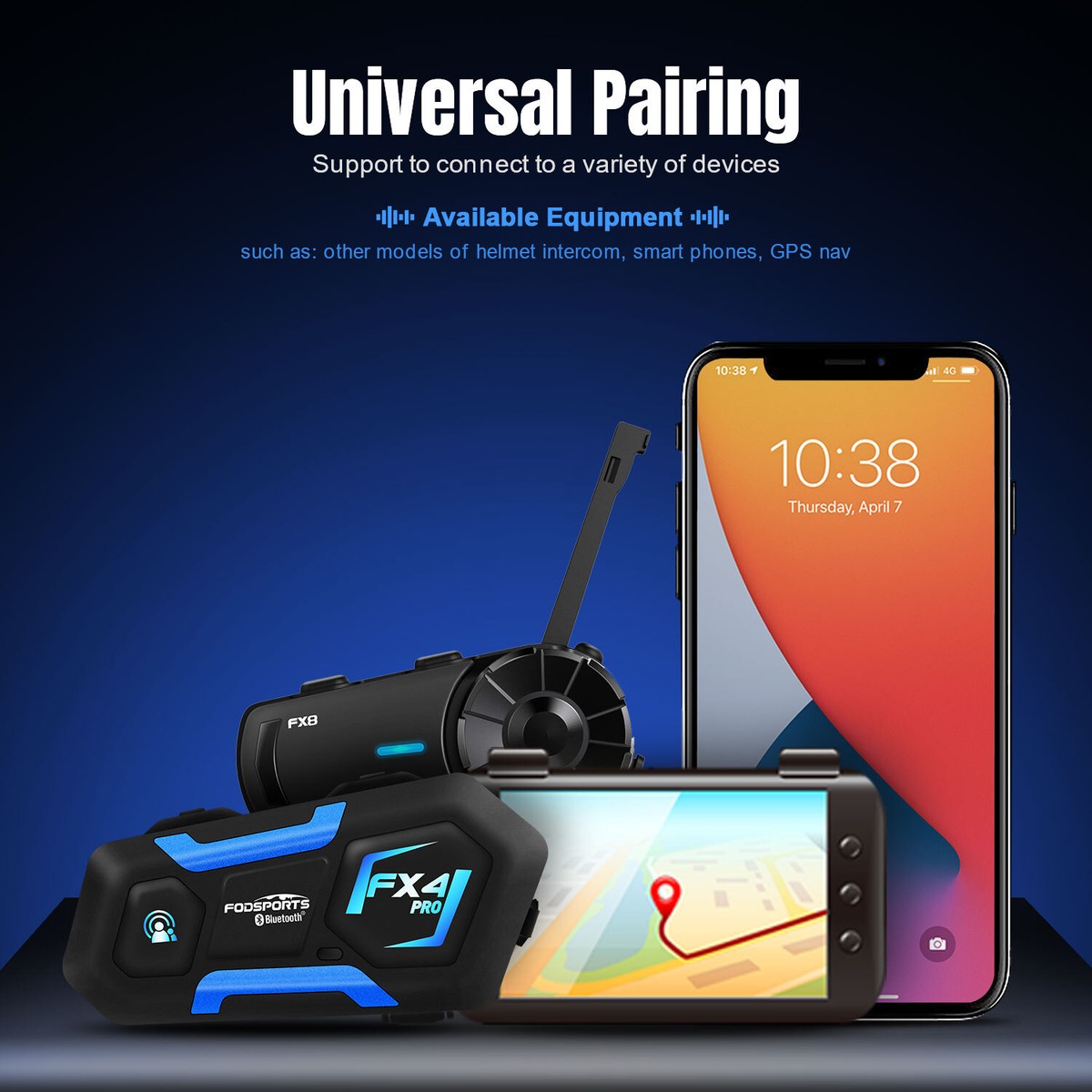 Motorcycle Intercom Pack Fodsports FX4 Pro Motorcycle Bluetooth