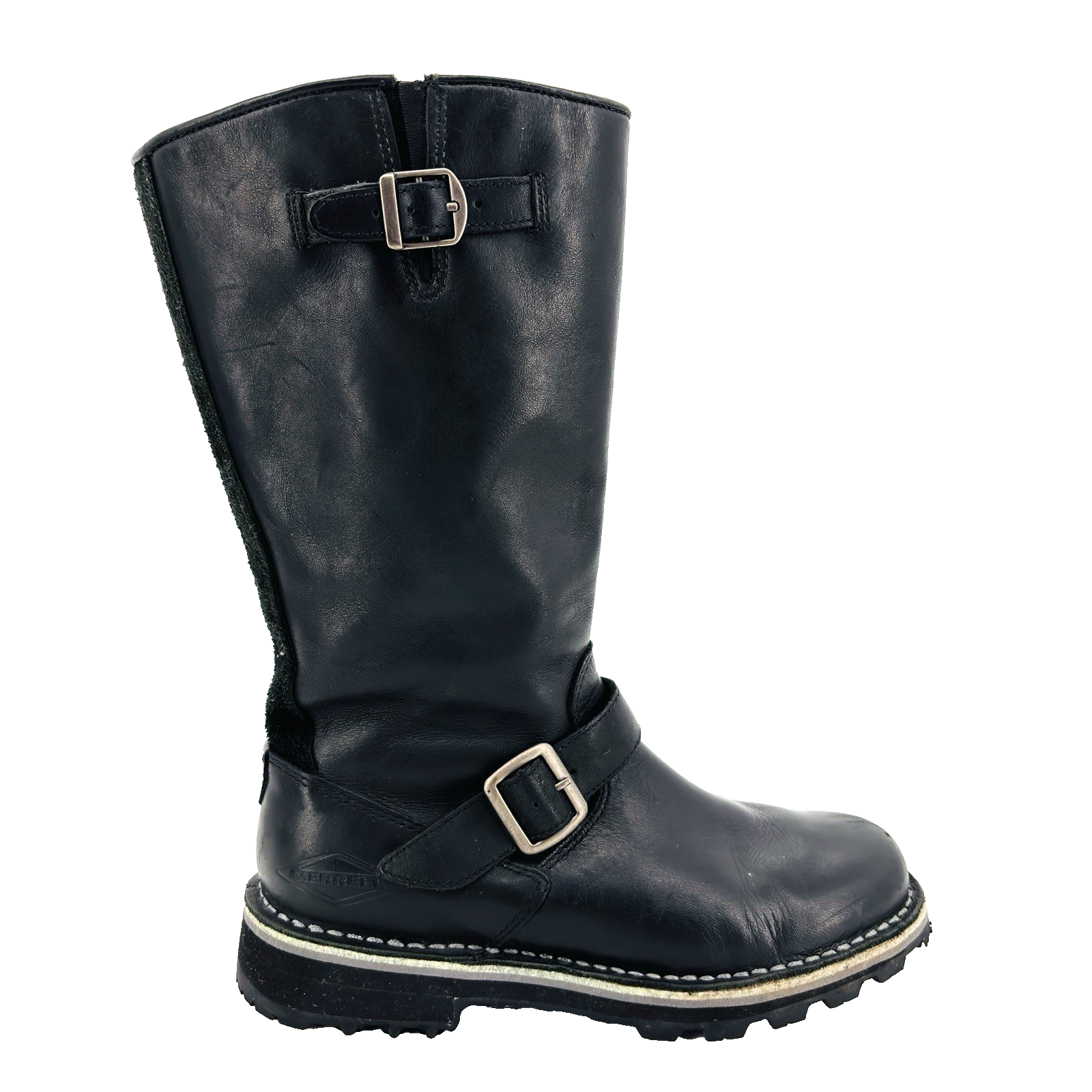 Stivali moto equitazione donna 5 Merrell Wilderness Remix pelle nera metà 12" J68190