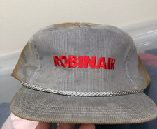 Vintage Corduroy Hat Mens Adjustable Strap Leather Rope Gray Farm USA Made Cap