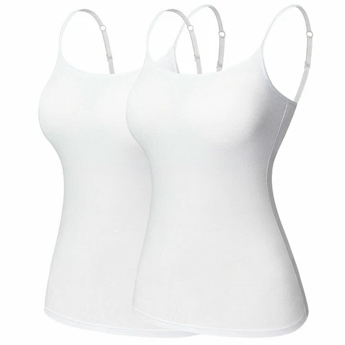 Camisole with Built in Bra Women Tank Tops Padded Bra Vest Undershirt Sleeveless - Picture 20 of 43