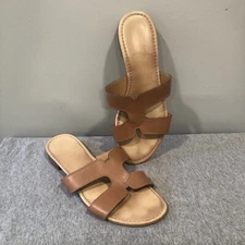 Coach And Four Gruppo Leather Sandals Made In Italy Slides Boho Tan Flats 6.5