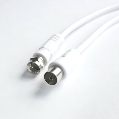 10m SAT-Antennen-Kabel F-Stecker Koax Buchse weiß TV Receiver 10 m DVB-T DAB