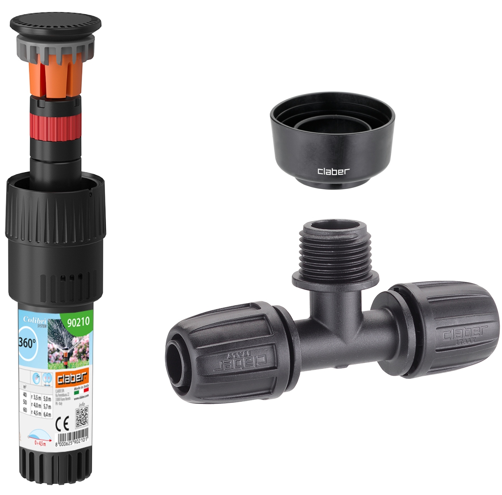 Colibri 90210 360° Pop-Up Sprinkler, 3-Way Connector & Collar Guard Bundle