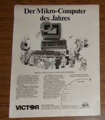 Seltene Werbung SIRIUS 1 - Der Mikro-Computer des Jahres 1983