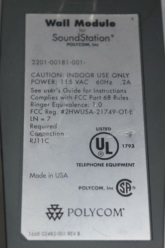 Polycom Soundstation EX Conference Phone 2201-00696 + Wall Module & Ext Mic 0069 - Picture 5 of 6