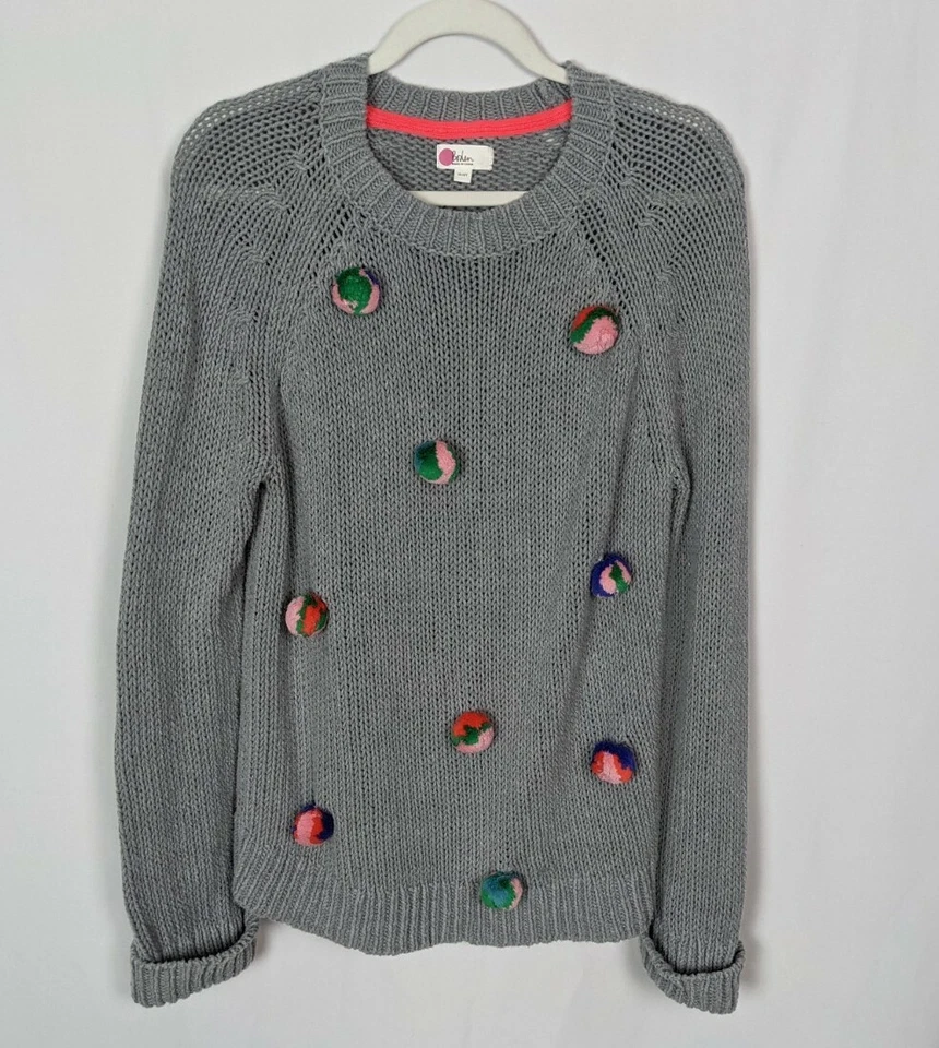 Suéter de pompón colorido Boden para niñas largo tejido gris mezcla de algodón talla 15-16 años Foto 3 de 4