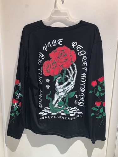 Fresh Laundry Adult "Old Growth" Skeleton & Rose Graphic Long Sleeve Shirt (2XL) - Picture 2 of 24