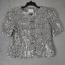 Rickie Freeman Teri Jon Blazer Womens 12 White Black Sequin Top Vintage