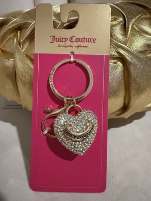 Juicy Couture Gold Color Rhinestones Heart Keychain Bag Charm NWT