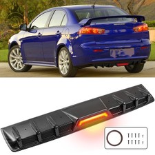 Rear Bumper Diffuser Lip W Led Brake Light Carbon For Mitsubishi Lancer Cj Cf