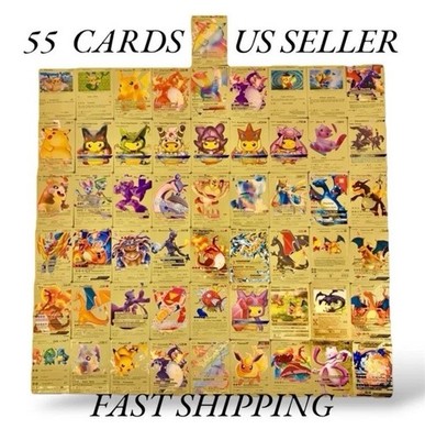 Lot Of Pokemon Packs 55 Pcs Gold Foil Pokmon Cards Pack VMAX GX TCG Rare Includes Charizard English Collectible Gift Lot Lot Of Pokemon Packs 55 Pcs Gold Foil Pokmon Cards Pack VMAX GX TCG Rare Includes Charizard English Collectible Gift Lot