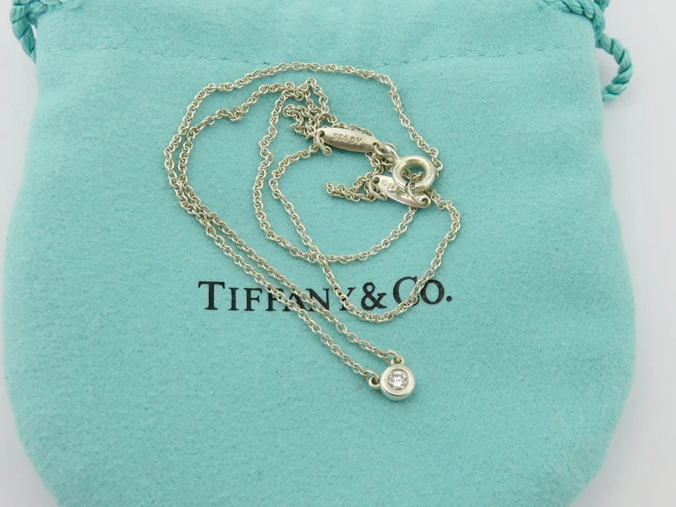 Collar colgante TIFFANY & CO diamantes de plata esterlina por yarda PVP AUD 935 Foto 2 de 4