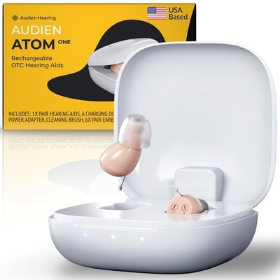 Audien Atom One Rechargeable OTC Hearing Aids   Wireless Small Hearing Device
