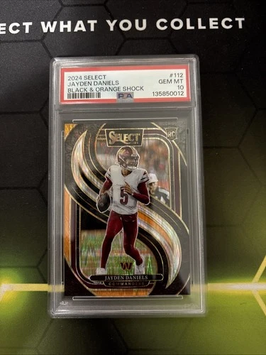 2024 Select Black & Orange Shock Prizm Jayden Daniels PSA 10 GEM MT Rookie