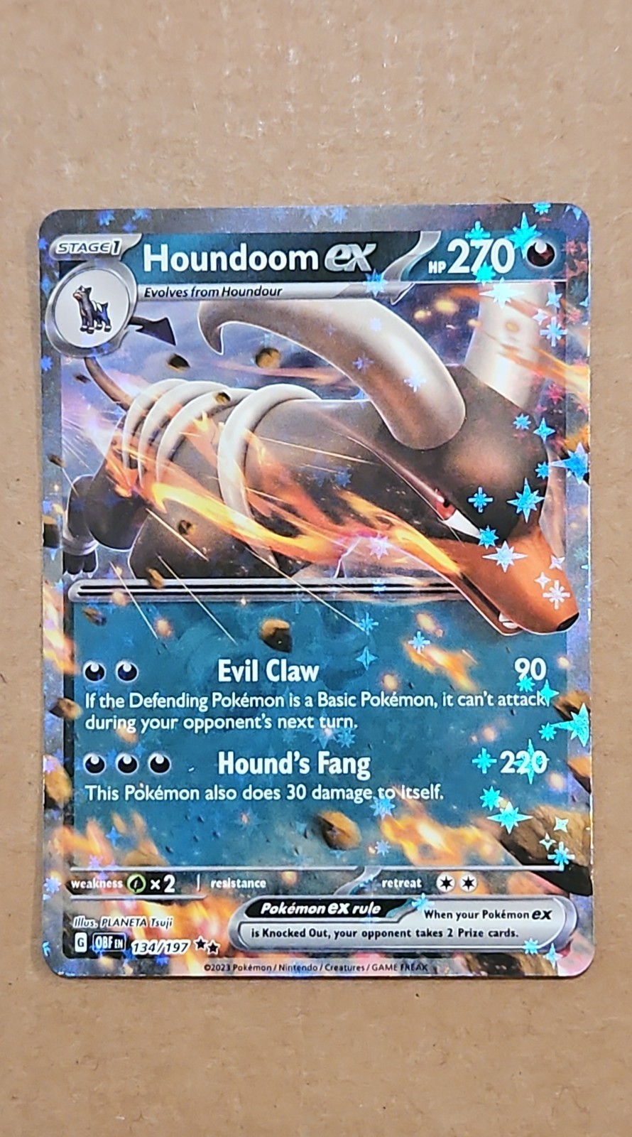 Pokemon Houndoom ex 134/197 SV03: Obsidian Flames Holo NM TCG CCG 
