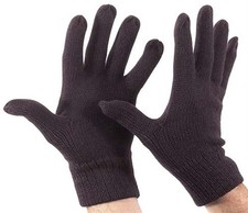 Pure Wool Fine Knitted Glove Thermal Black Knit Full Finger Fit Most Warm Winter