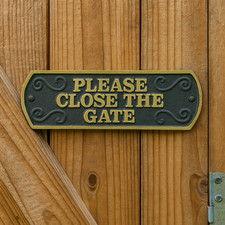 Cast Iron Please Close The Gate Sign 9x3 Rustic Metal Wall Plaque Outdoor Decor
