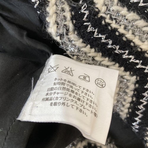 CHANEL Tweed Skirt Coco Mark Geometric Wool Black White Size 38 104986K Authen - Picture 8 of 10
