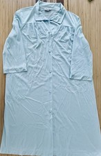 Vtg Vanity Fair Button Up Nylon Baby Blue Long Robe Housecoat L Grannycore EUC