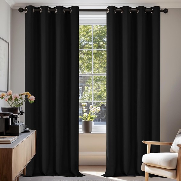 Verdunkelungsgardinen Mit ÖSen Blickdicht Schwarz 245X140 Cm 2Er Set-image