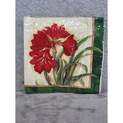 Creative Papers C.R. Gibson Amaryllis Floral 3-Ply Dinner Napkins 16ct TW3-2627