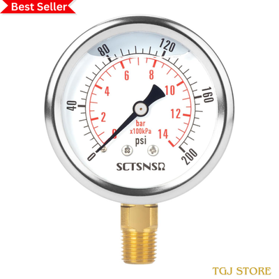 #ad 21 2quot; Dial Size 0200 Psi Pressure Gauge Glycerin Liquid Filled 1 4quot; NPT Lo... $15.64