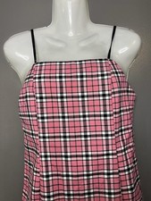Urban Outfitters Dress Womens XS Pink Plaid Square Neck Slip Mini Party Casual