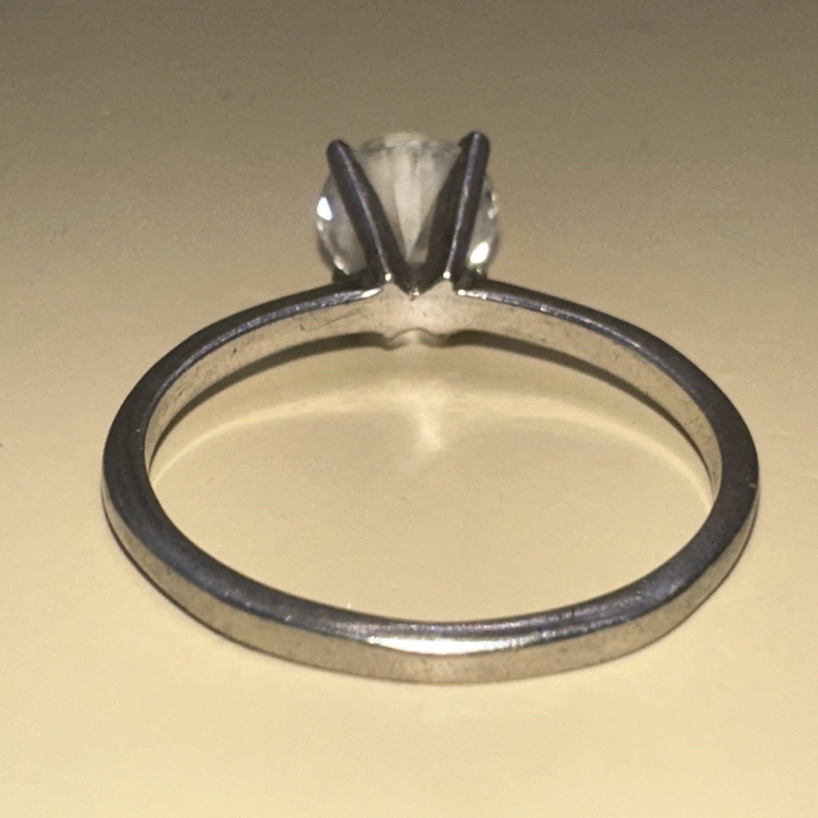 Large Round White Stone Set Solitaire Sterling Si… - image 4