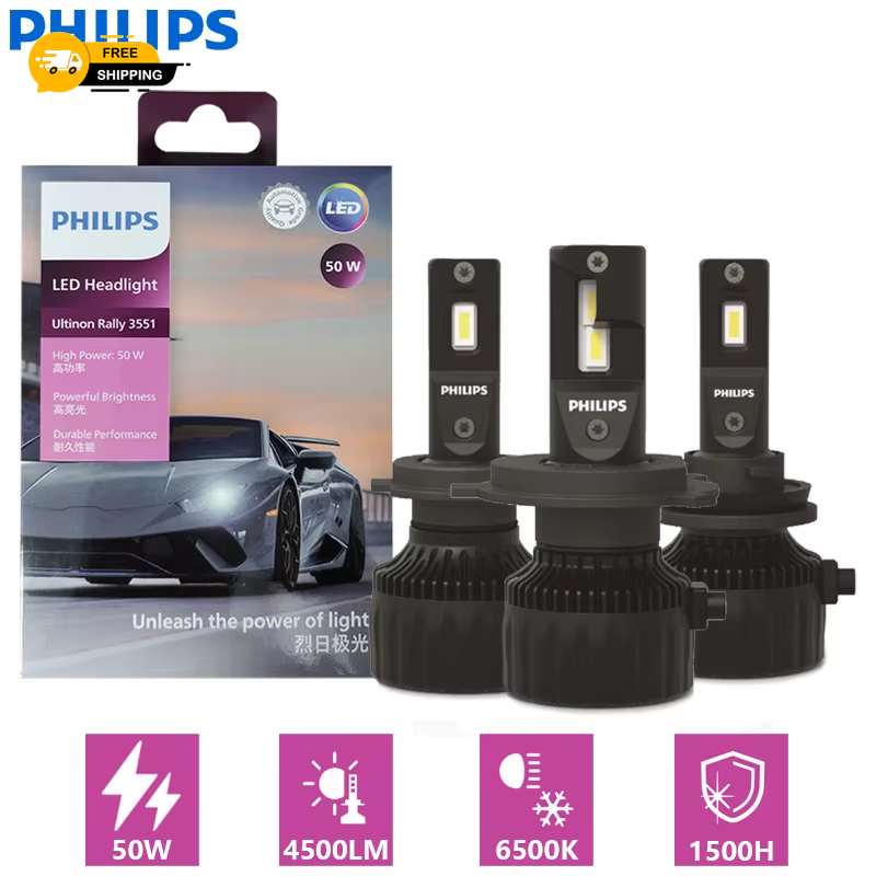 Philips Ultinon Rally 3551 LED H4 H7 H11 HB3 HB4 HIR2 Max Power 50W 4500LM Car H