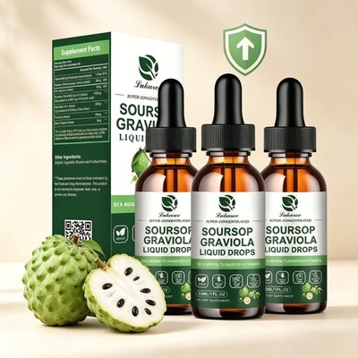 Soursop Graviola Liquid Drops,With Sea Moss Turmeric Vitamin,Immune Boost 3pcs