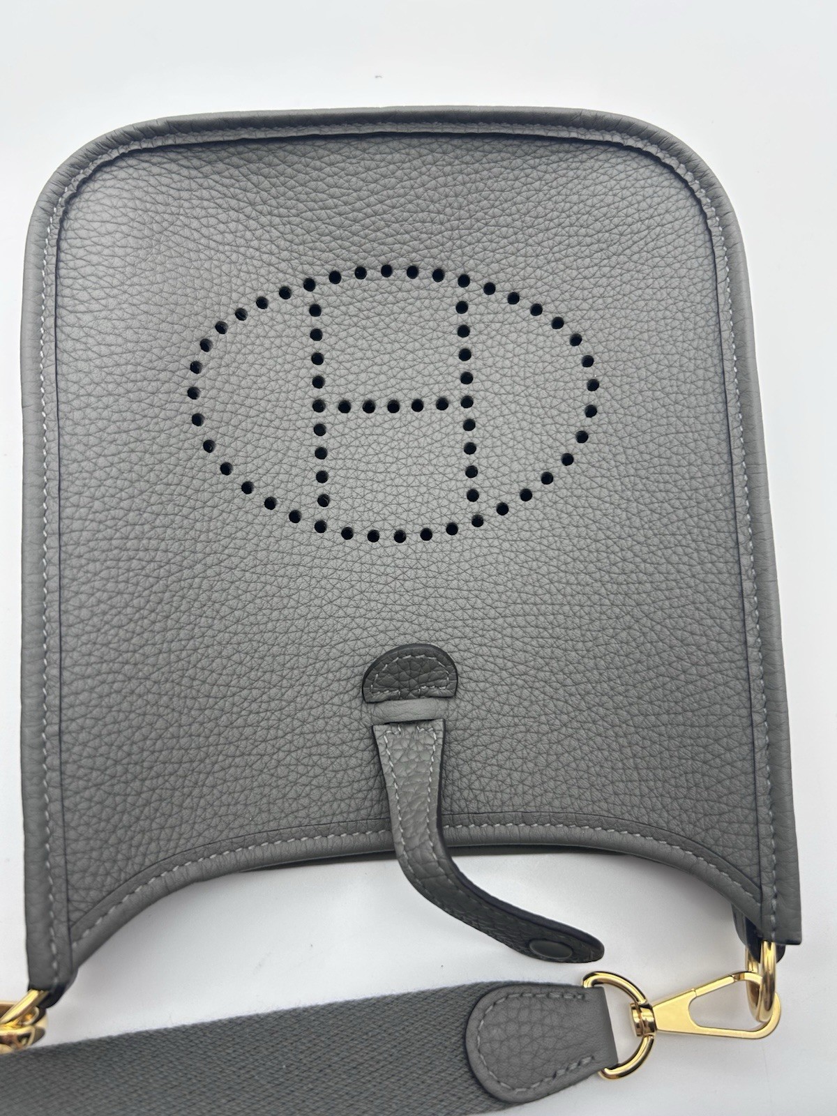 HERMES MINI EVELYNE TPM 16 Gris Meyer CALFSKIN LEATHER GOLD HARDWARE 2025 K thumbnail 15