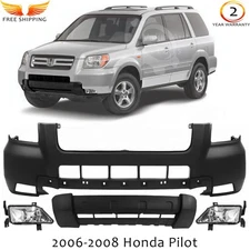 Front Bumper Cover Paintable & Fog Light Assembly Kit For 2006-2008 Honda Pilot
