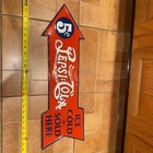 Vtg Tin PEPSI COLA 27” X 9” Advertising Sign Arrow