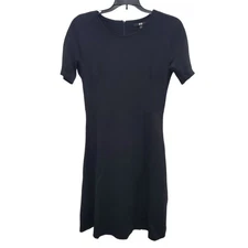 Uniqlo Women's Black Stretch Knit Short Sleeve A-Line Fit & Flare Dress Size S