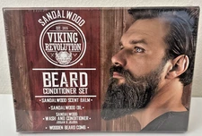 Viking Revolution Beard Conditioner Set Sandalwood Oil Balm Comb Wash 5 Pc NEW