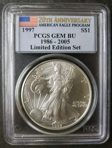 1997 $1 American Silver Eagle Dollar PCGS Gem BU