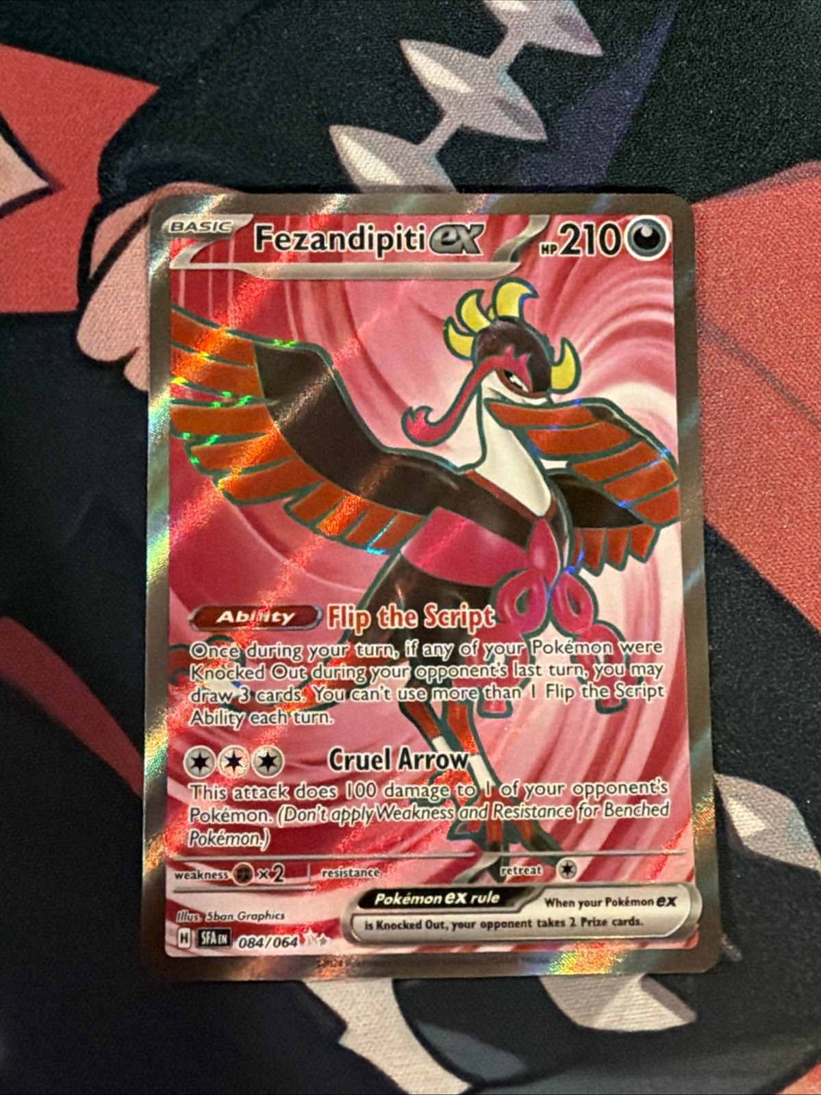 Fezandipiti ex 084/064 Ultra Rare Shrouded Fable Pokemon Holo Near Mint Full Art